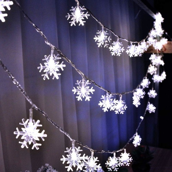 LED String Lights Christmas Snowflake Lights 6 meter 40LED (Vit) white 6 m