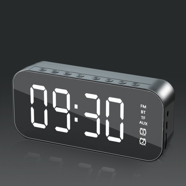 Multifunktionell LED digital väckarklocka, Bluetooth högtalare, lysande elektronisk musikdosa vid sängbord black