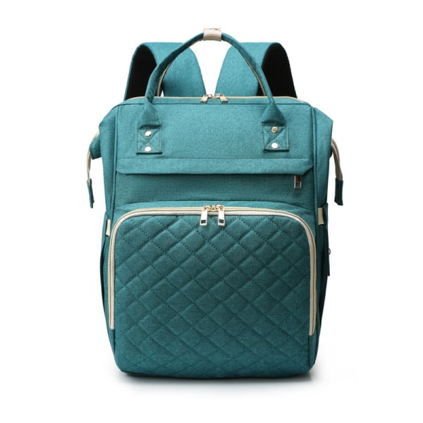 Skötväska ryggsäck, vattentät stor blöjryggsäck med USB laddningsport green