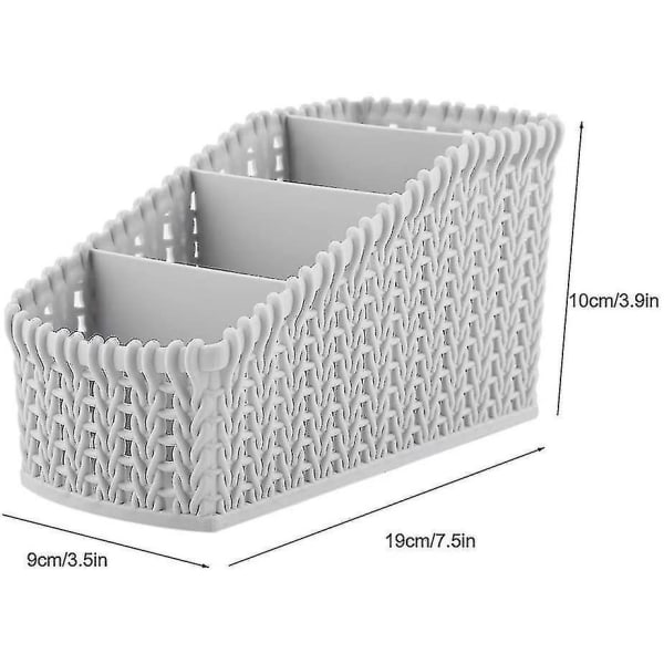 Kosmetisk förvaringslåda i plast rotting vävd på bordet light grey