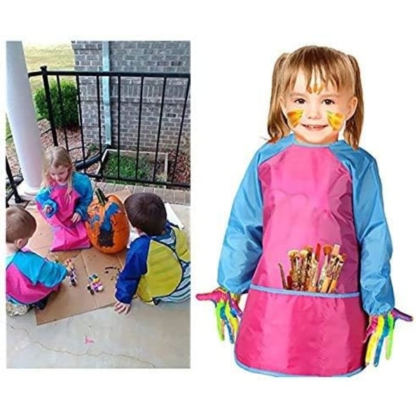 3-delat målarförkläde för barn med kardborreknäppning för åldrarna 2-8 år långärmad