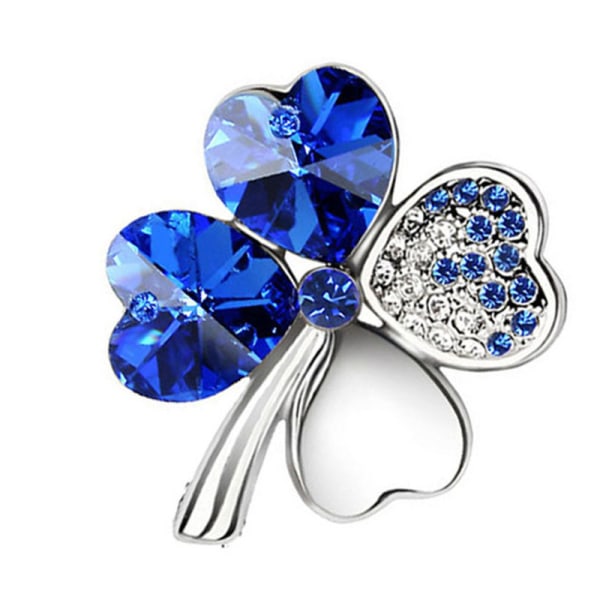 Lucky Leaf Brosch Pins Bling Diamond Crystal Brosch Pins for Women Girls blue