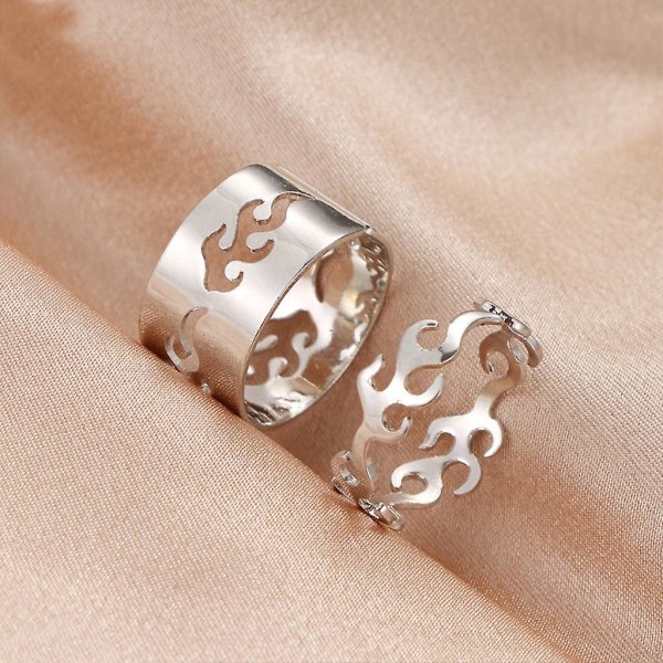 2 delar par Silver Ring Set Vänskap Förlovning Bröllop öppen Ring Smycken