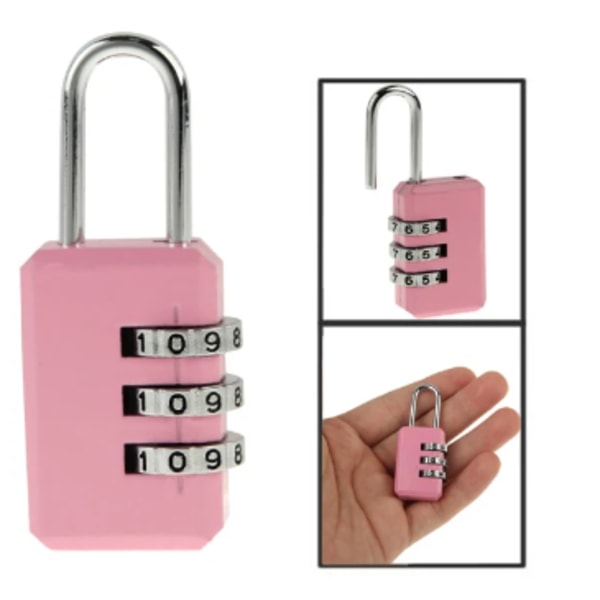 Metall mini anteckningsbok litet hänglås resväska Kombinationslås gym skåp lås pink