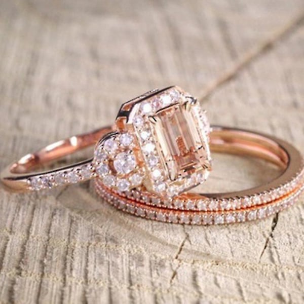 8k roséguld diamantinläggsring - europeisk och amerikansk populär minidiamantinläggsförlovningsring 10