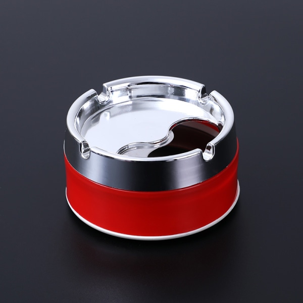 Askkopp i rostfritt stål Portabel Snygg metallisk askkopp med roterande lock red