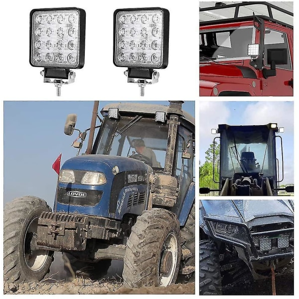 Led arbetsljus, 2 st 48w Flood Led Light Bar för biltraktor offroad lastbilar Suv Atv Båt 4 tum