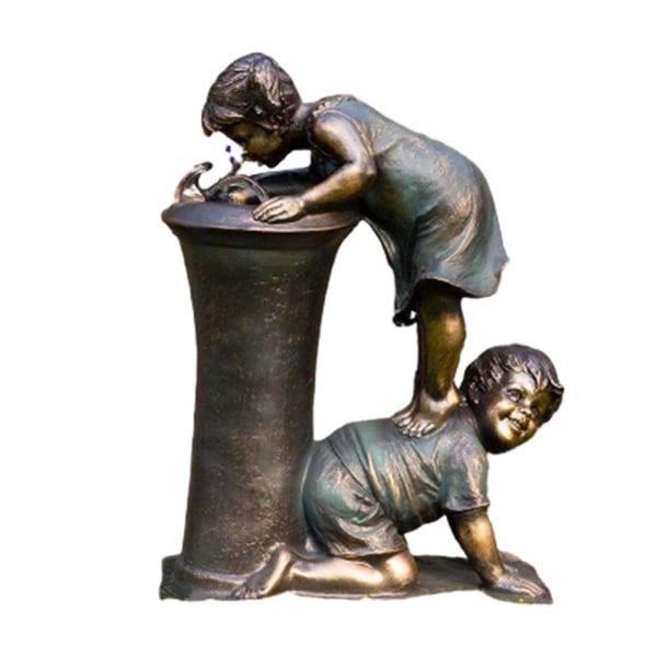 Flicka och pojke staty harts trädgård skulptur gård konst dekoration