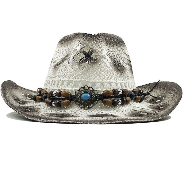 Dam Halm Hollow Western Cowboy Hat Lady Handgjord Bohemia Feather Sombrero