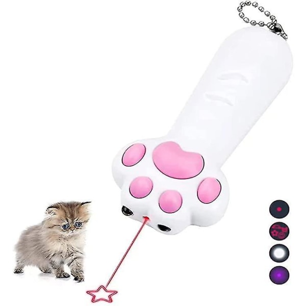 Pet Cat Toys 7 i 1 led pekar tassformad, 3 ljuslägen, sällskapsdjur utbildning verktyg för katt hund Chaser A923-118