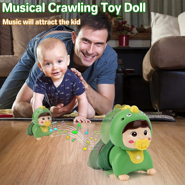Krypande baby med musik och ljus, interaktiva pedagogiska crawl- och gådansande sensoriska leksaker