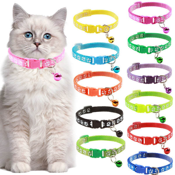 Print katthalsband Modejusterbart djurhalsband med klocksäkerhetsspänne