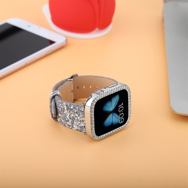 Gäller apple watch1 2 3 4 5 6 7 8 generations blixt paljett iWatch-rem med case 40mm