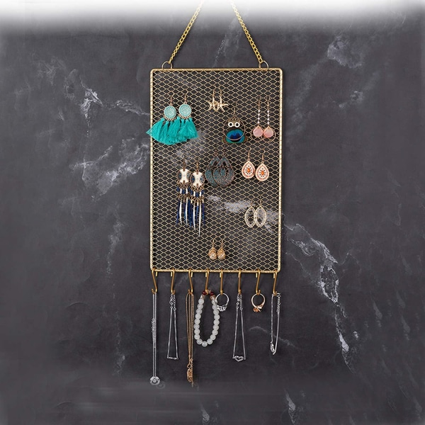 Hängande smycken Organizer, metall örhängen display stativ med krokar 28*18CM
