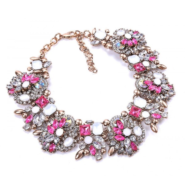 Damer med kort leende blommigt halsband, tjockt halsband Kläder Haklapp Halsband Klädtillbehör (rosaröd)