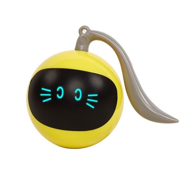 Smart interaktiv kattleksak Färgglad LED självroterande USB uppladdningsbar boll för husdjur yellow