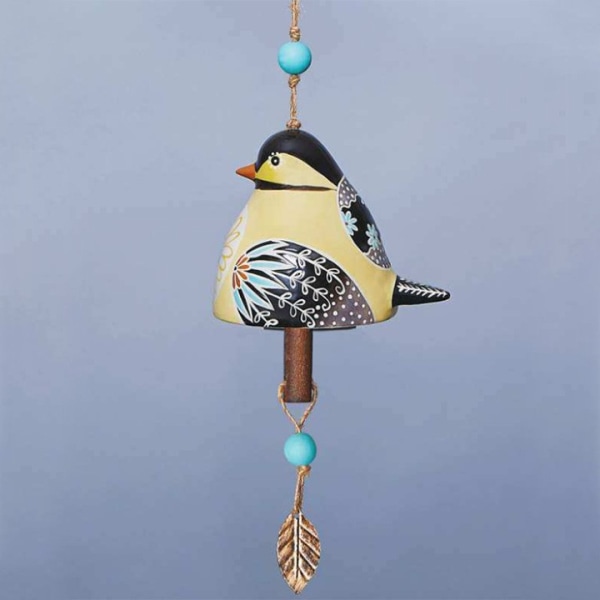 Fåglar Vindklockor Handgjorda Resin Fågelstaty Wind Chime Kreativ hängande dekor för utomhusbruk yellow