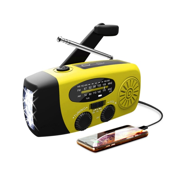 Solradio, multifunktionell bärbar utomhusradio handvev yellow