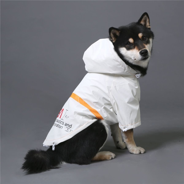 Husdjurshund höstkläder vindtät och regntät NASA reflekterande rymdkläder stor hund regnjacka husdjursjacka white S