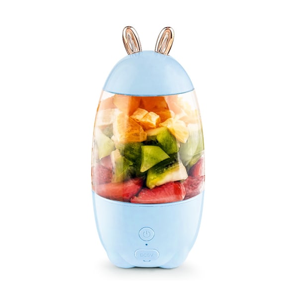 Söt kanin juicepress kopp frukt blender bärbar USB uppladdningsbar hushålls apelsin juice juicer matlagningsverktyg lämpliga för picknickresor blue
