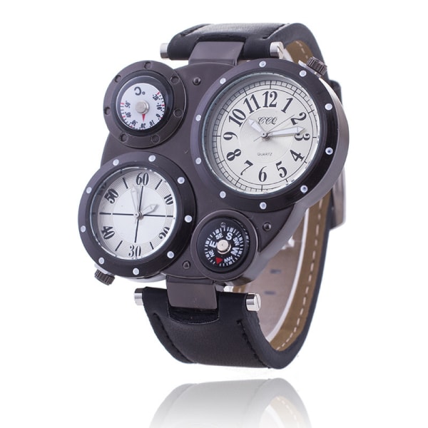 Mode Watch Utomhussport Vattentät Dual Movement Watch Utomhussport Termometer Kompass Watch a