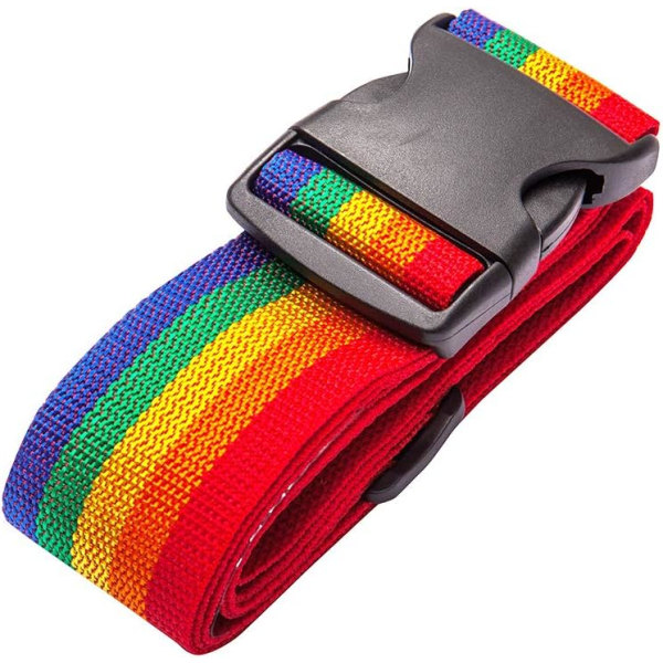 Resväskerem 2-pack Bagagerem 200 x 5 cm Rainbow Bagagerem med resväskaremmar Identifieringsremmar Resetillbehör, regnbåge, 2 st.