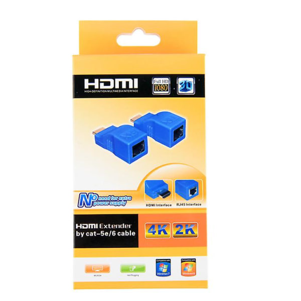 HDMI-förlängare, HDMI till rj45 signalförstärkarsändare, överföringsavstånd 30 meter