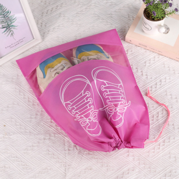 5 st skopåsar för resor - stora dammtäta dragsko Skor påsar förpackningsorganisatorer för män och kvinnor pink