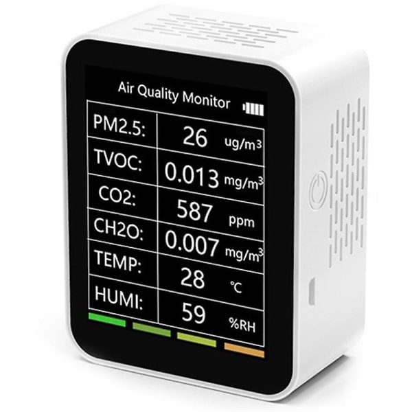 6 i 1 luftkvalitetsdetektor Pm2.5 Tvoc Co2 Ch2o Temperatur Fuktighetsmonitor Intelligent Multi Dete