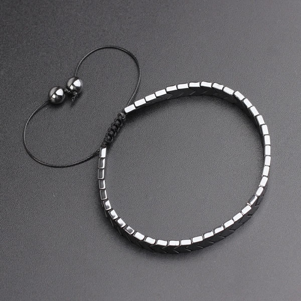 Geometric Creative Heart Svart gallsten handvävt armband Personality justerbart magnetarmband (1 st)