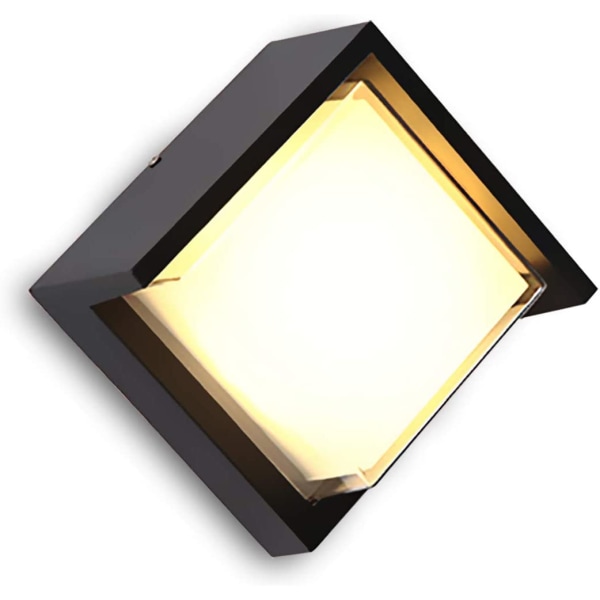 1st 12 W LED utomhusvägglampa - Fyrkantig form - Aluminiumhölje - IP65 vattentät - För inomhus och utomhus - Varmvitt ljus (3000 K)