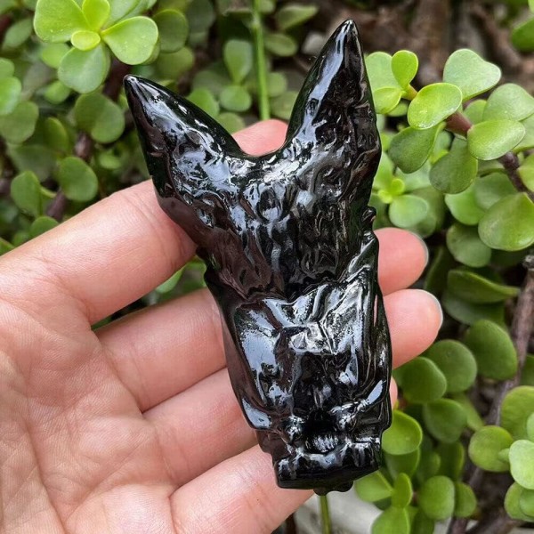 Naturlig Obsidian Crystal Bat Halloween Hantverk Ornament Bat