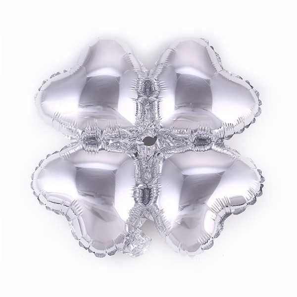 12 st härlig hjärtform fyrklöver folieballonger Festdekorballong för bröllopsfödelsedagsfest silver