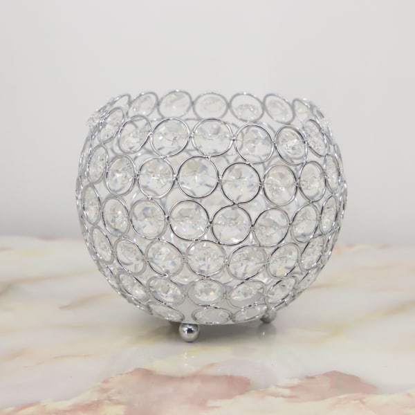 10 cm Kristallskål Votive Ljusstake Glittrande Teljus Ljusstakar Ljuslyktor Dekorativa sliver