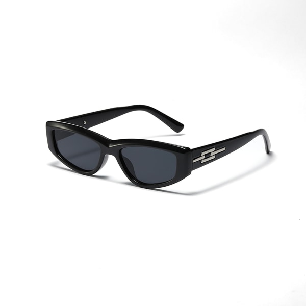 Glasögon kattöga smal liten båge Europeisk och amerikansk modepersonlighet retro solglasögon kvinnlig nya solglasögon hane - ljus svart helgrå 4
