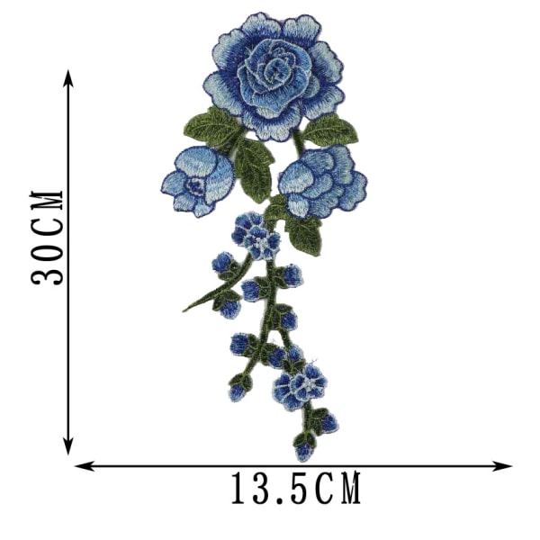 Klädtillbehör Färgbroderad spets tyglapp Etnisk jeanskläder tyg Vattenlöslig blomma (blå) blue