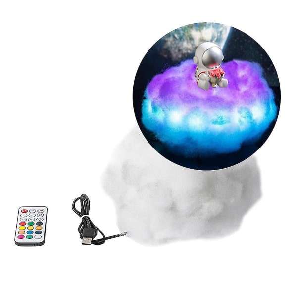 Färgglada moln Söt tecknad Astronautlampa Led Fjärrkontroll Marquee Cloud Symphony Lights Nattljus för kreativa Ho