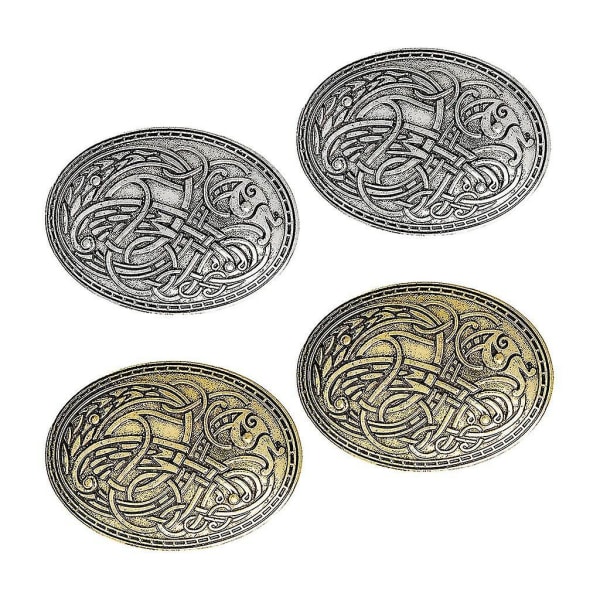4 delar norrländsk medeltida Viking Symbol Brosch Oval Sjal Tröja Pin