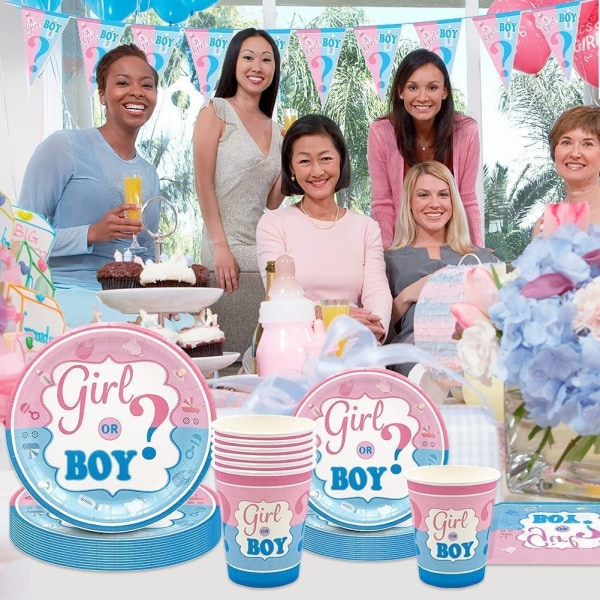 Baby Shower Gender Reveal Party porslin, Gender Reveal servis