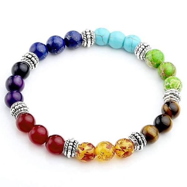 7 Chakra Kristaller Ädelstenar Healing Beads Armband Kvinnor Natursten Yoga Reiki Balansering