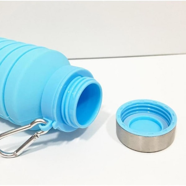 Hopfällbar vattenflaska, bärbar läckagesäker utomhussportvattenflaska (blå) blue