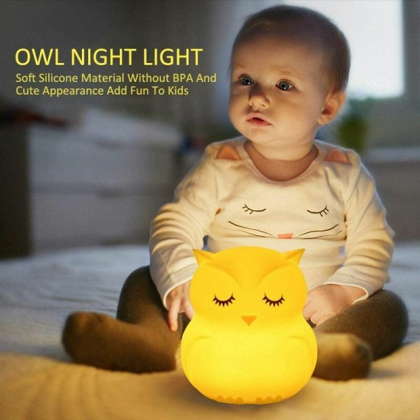 Nattlampa för barn Sovrumslampa Baby Nattlampa Uggla Nattlampa Flerfärgad Uppladdningsbar LED Nattlampa 9 färger Baby Nattlampa