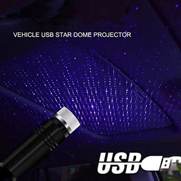 LED-takprojektorlampa för bil, stjärnor, nattlampa, inomhusljus, dekorativ USB kontakt