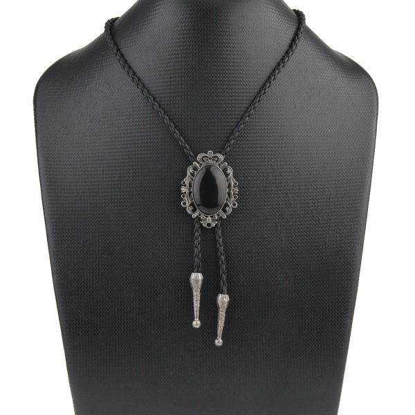 Läderslipsar Western Halsband Kläder Accessoarer Halsband för män och kvinnor Flätade Accessoarer-Crown Edge Black black