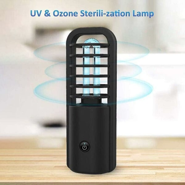 Uv-steriliseringslampa/ozon bakteriedödande dubbellampa steriliseringsljus (svart) 1st