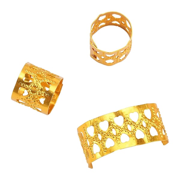 50 flätade pärlor, flätade ringklämmor, skräcklås flätade metallmanschetter dekoration/tillbehör smycken (guld)