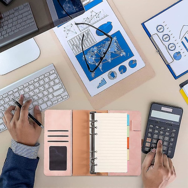 Notebookpärm Budgetplanerare Cover med 12 delar pärmficka Personlig kassa Budgetkuvert System 6-håls pärmmapp pink
