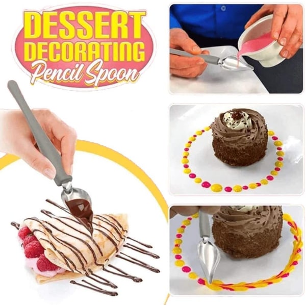2st Ritningsdekorationssked för gör-det-självtallrikar Tårta Kaffedekor Köksredskap