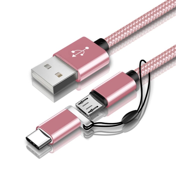 Laddkabel Snabbsladd Multi USB Dataöverföring Laddare 2 i 1 för Micro USB Type-c Android