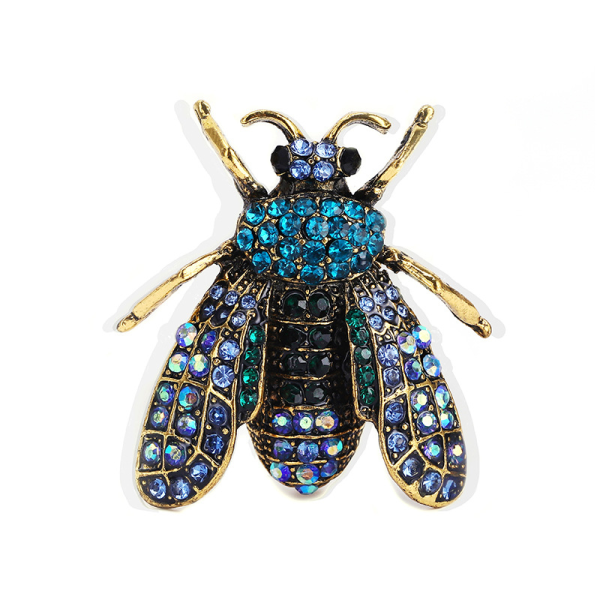 Insekt Rhinestone Brosch Damer Pin Scarf Clip Smycken Brosch Bukett<br> blue